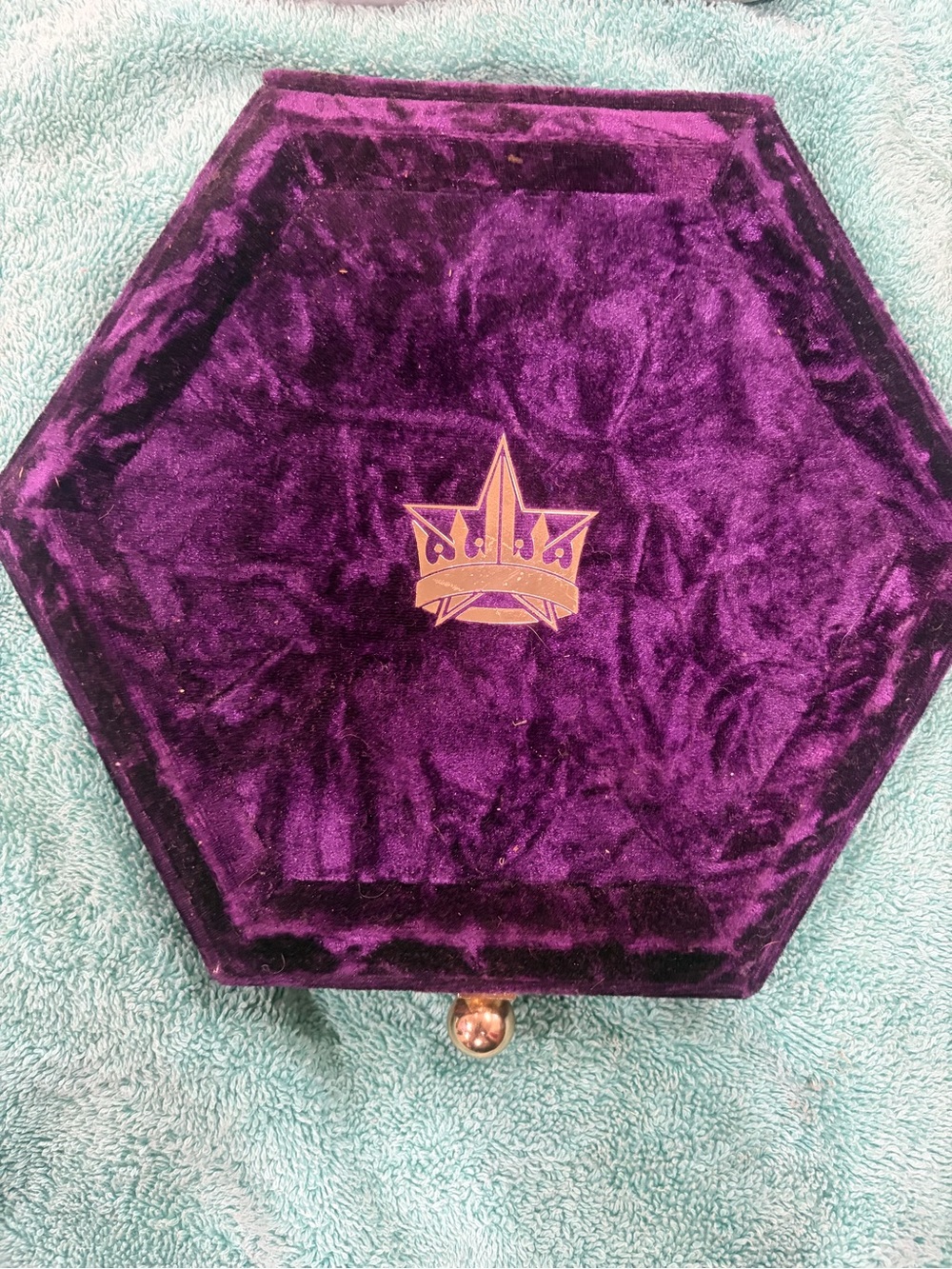 Jeffree Star Purple Velvet Hexagon Cosmetic Case with Gold Pull